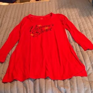 Victoria's Secret Bright Red Long Sleeve Sleep Tee